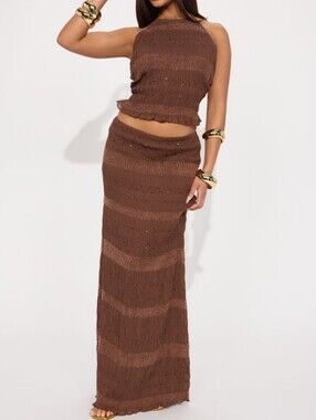 FASHION NOVA | Florence Maxi Skirt Set - Chocolate